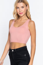 Load image into Gallery viewer, Sleeveless Scoop Neck Back Lace-up Detail Seamless Rib Knit Top
