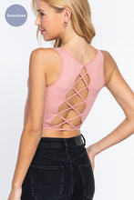 Load image into Gallery viewer, Sleeveless Scoop Neck Back Lace-up Detail Seamless Rib Knit Top
