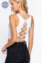 Load image into Gallery viewer, Sleeveless Scoop Neck Back Lace-up Detail Seamless Rib Knit Top
