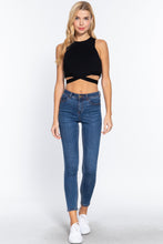 Load image into Gallery viewer, Sleeveless Crew Neck Waist Tie Crop Sweater Top

