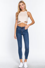 Load image into Gallery viewer, Sleeveless Crew Neck Waist Tie Crop Sweater Top
