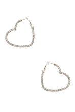 Load image into Gallery viewer, Rhinestone 5mm Side Crystal Heart Hoop Earring
