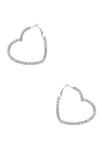Load image into Gallery viewer, Rhinestone 5mm Side Crystal Heart Hoop Earring
