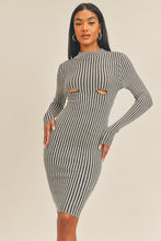 Load image into Gallery viewer, Long Sleeve Stripe Print Midi Dress
