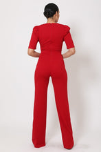 Load image into Gallery viewer, Deep V-neck Crochet Bodice Jumpsuit
