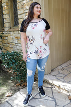 Load image into Gallery viewer, Plus Floral Print &amp; Ribbed Black Colorblock Top
