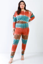 Load image into Gallery viewer, Plus Tie-dye Lace Up Shoulder Details Back Wrap Cut-out Jumpsuit
