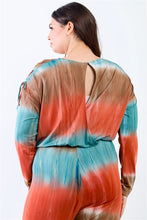 Load image into Gallery viewer, Plus Tie-dye Lace Up Shoulder Details Back Wrap Cut-out Jumpsuit
