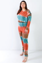 Load image into Gallery viewer, Plus Tie-dye Lace Up Shoulder Details Back Wrap Cut-out Jumpsuit
