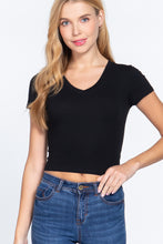 Load image into Gallery viewer, Short Sleeve V-neck Crop Top
