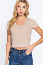 Load image into Gallery viewer, Short Sleeve V-neck Crop Top
