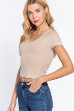 Load image into Gallery viewer, Short Sleeve V-neck Crop Top

