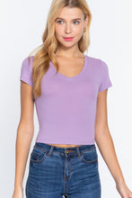 Load image into Gallery viewer, Short Sleeve V-neck Crop Top
