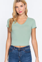 Load image into Gallery viewer, Short Sleeve V-neck Crop Top
