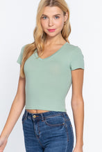Load image into Gallery viewer, Short Sleeve V-neck Crop Top
