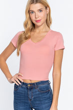 Load image into Gallery viewer, Short Sleeve V-neck Crop Top
