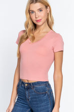 Load image into Gallery viewer, Short Sleeve V-neck Crop Top
