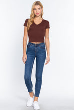 Load image into Gallery viewer, Short Sleeve V-neck Crop Top
