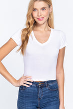 Load image into Gallery viewer, Short Sleeve V-neck Crop Top
