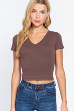 Load image into Gallery viewer, Short Sleeve V-neck Crop Top
