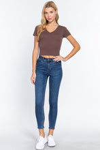 Load image into Gallery viewer, Short Sleeve V-neck Crop Top
