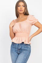 Load image into Gallery viewer, Smock Flounce Hem Plaid Top
