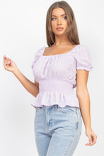 Load image into Gallery viewer, Smock Flounce Hem Plaid Top
