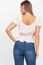 Load image into Gallery viewer, Smock Flounce Hem Plaid Top
