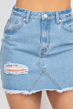 Load image into Gallery viewer, Distressed Frayed Hem Denim Skirt
