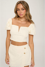 Load image into Gallery viewer, V-bar Puff Sleeve Top &amp; Skorts Set
