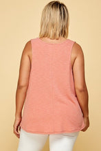 Load image into Gallery viewer, Plus Solid French Terry Slub Sleeveless Tank With Lace Neckline
