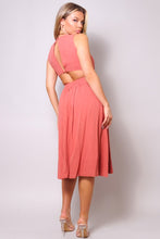 Load image into Gallery viewer, Sleeveless Back Cutout Linen Midi Dress
