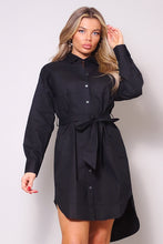 Load image into Gallery viewer, Long Sleeve Poplin Shirt Dress
