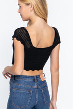 Load image into Gallery viewer, Short Sleeve V-neck Front Knot Detail Sweater Knit Crop Top
