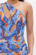 Load image into Gallery viewer, Printed One Shoulder Mini Dress
