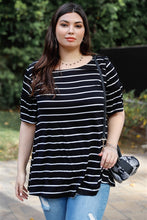 Load image into Gallery viewer, Plus Stripe Bell Short Sleeve Top
