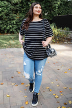 Load image into Gallery viewer, Plus Stripe Bell Short Sleeve Top
