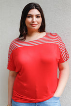 Load image into Gallery viewer, Plus Stripe Short Sleeve Top
