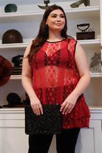 Load image into Gallery viewer, Plus  Lace Sheer Ruffle Hem Sleeveless Maxi Top
