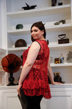 Load image into Gallery viewer, Plus  Lace Sheer Ruffle Hem Sleeveless Maxi Top
