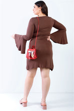 Load image into Gallery viewer, Plus Bell Long Sleeve Mini Dress
