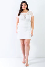 Load image into Gallery viewer, Plus Lace Details Short Sleeve Mini Dress
