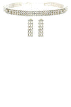 Load image into Gallery viewer, Rhinestone 3mm 3line Choker And Earring Set
