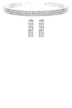 Load image into Gallery viewer, Rhinestone 3mm 3line Choker And Earring Set
