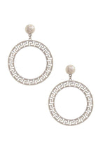 Load image into Gallery viewer, Round Metal Greek Pattern Dangle Earring
