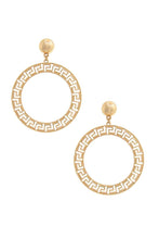 Load image into Gallery viewer, Round Metal Greek Pattern Dangle Earring
