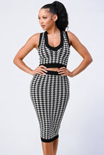 Load image into Gallery viewer, Luxe Gingham Rib Knit Top And Skirt Sets
