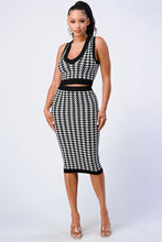 Load image into Gallery viewer, Luxe Gingham Rib Knit Top And Skirt Sets
