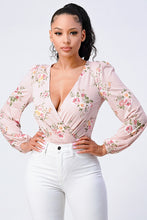 Load image into Gallery viewer, Floral Wrapped V-neck Long Sleeves Bodysuit
