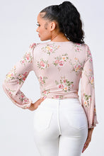 Load image into Gallery viewer, Floral Wrapped V-neck Long Sleeves Bodysuit
